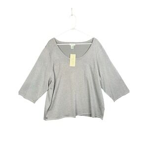 Laura Ashley Woman's Silver Glitter Top Business Casual Size 3X‎